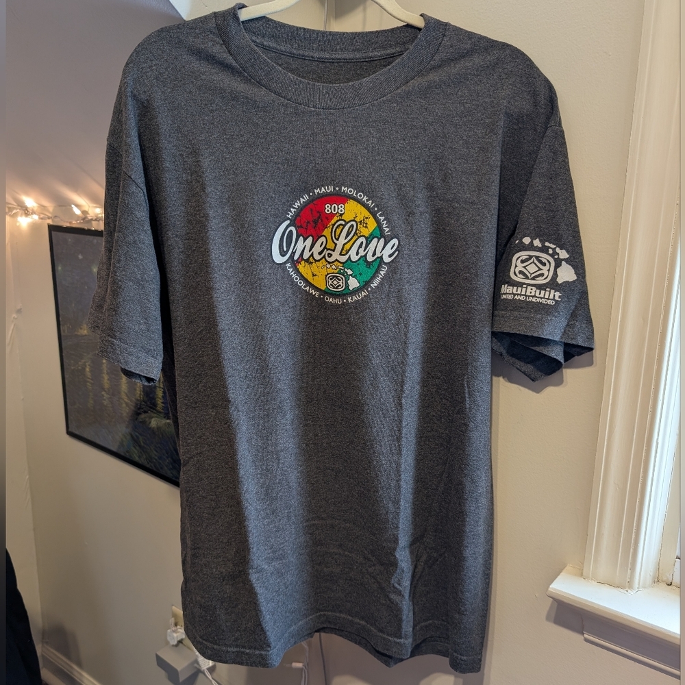 Hawaii One Love 808 Short Sleeve Crew Neck Tee Charcoal